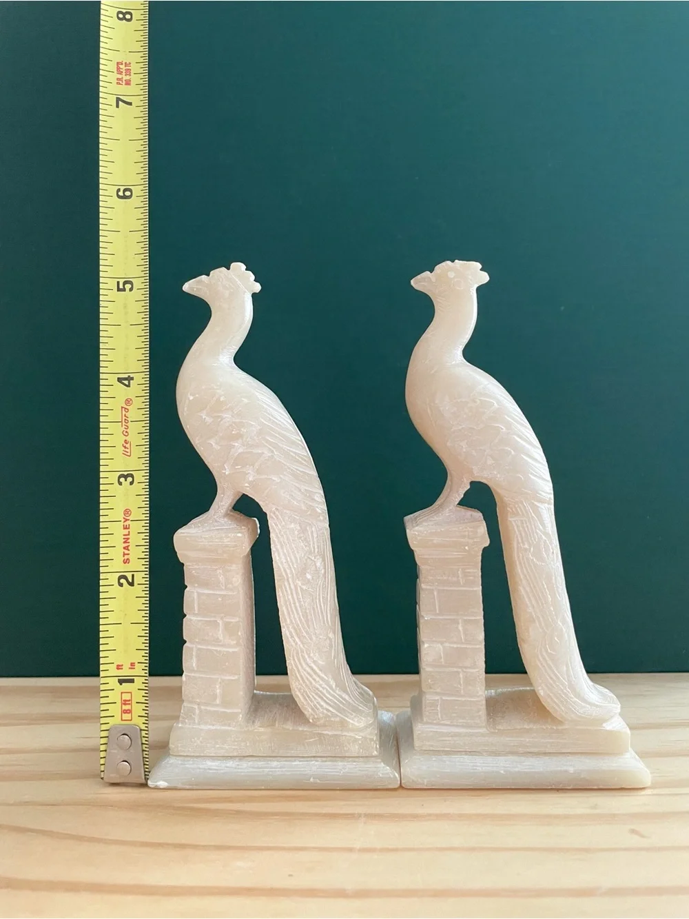Vintage Hand-Carved Chinese White Soapstone Phoenix Bird Figurines